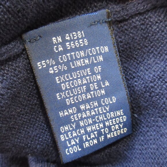 NWT Polo Ralph Lauren V-neck Boyfriend Fit in Navy Cotton Linen Sweater XL - Picture 5 of 5